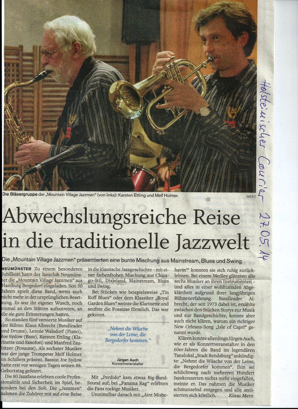 Mountain Village Jazzmen beim Jazzclub Neumünster, 23.5.2014