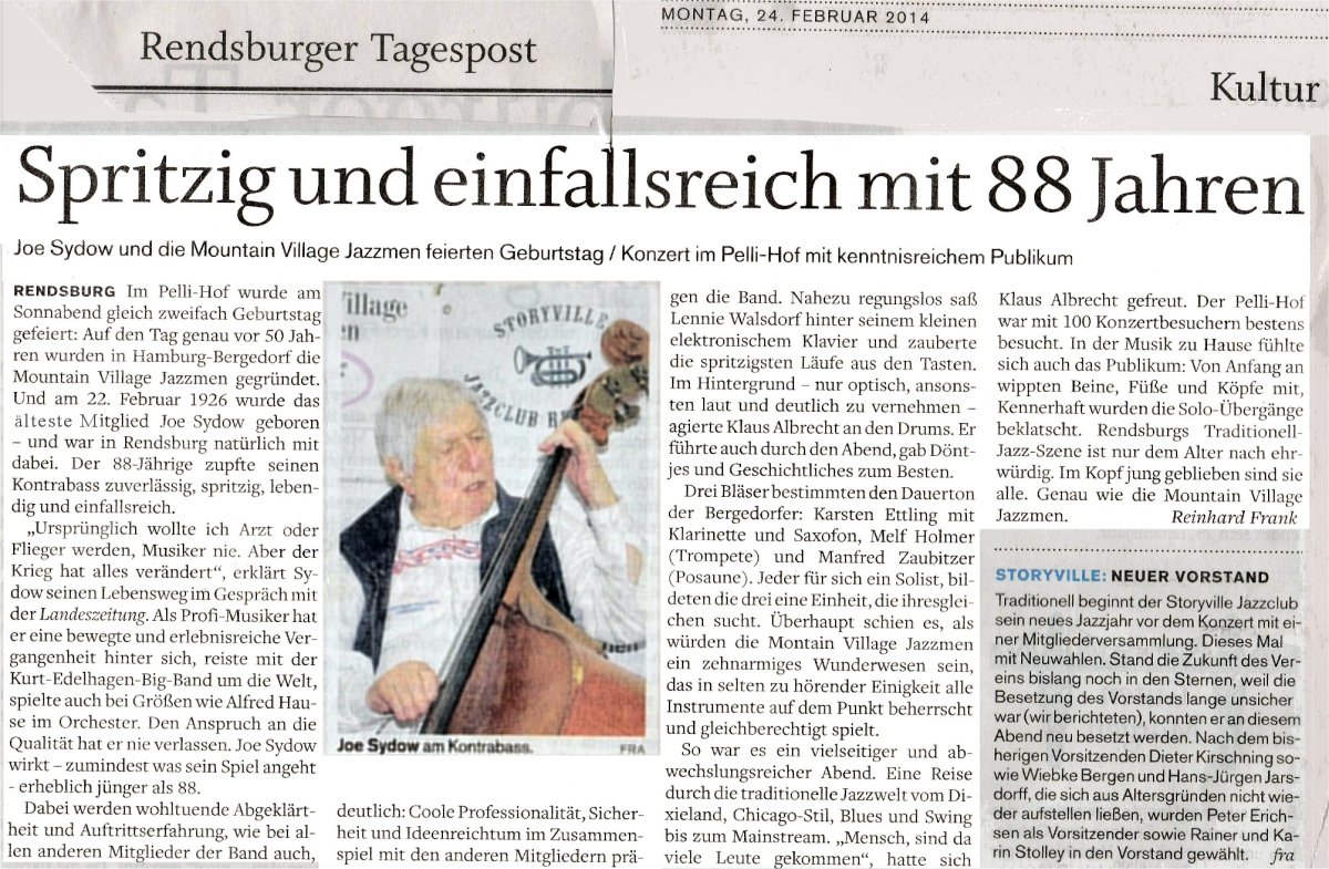 Mountain Village Jazzmen beim Jazzclub Rendsburg, 22.2.2014
