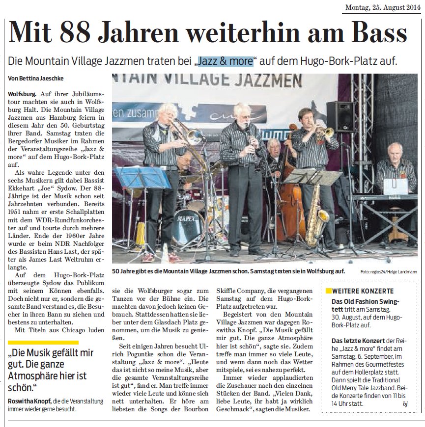 Mountain Village Jazzmen bei Jazz & more in Wolfsburg, 23.8.2014